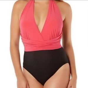 Vanishing Act Black Pink Halter Swimsuit Size 8 New with tags